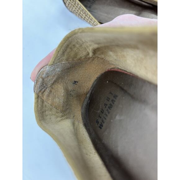 Stuart Weitzman Casino Sequin Ballet Flats Gold 7.5 M Bows - Picture 8 of 9